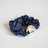 Silver Beans Navy Mini Scrunchie