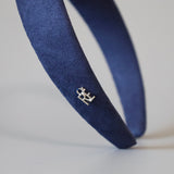 Blue Suede Thin Headband No Studs