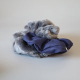Blue Grey Mouton and Suede Ring Scrunchie