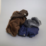 Blue Grey Mouton and Suede Ring Scrunchie