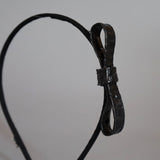 Narrow Croco Black Ribbon Headband