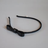 Narrow Croco Black Ribbon Headband