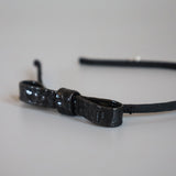 Narrow Croco Black Ribbon Headband