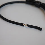 Narrow Croco Black Ribbon Headband