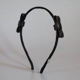 Narrow Croco Black Twin Ribbon Headband