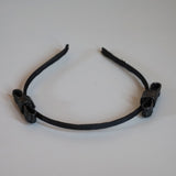 Narrow Croco Black Twin Ribbon Headband