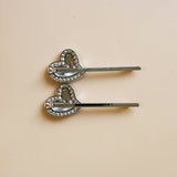 Metal Silver Heart Hair Pin