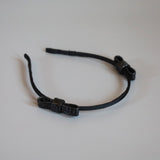 Narrow Croco Black Twin Ribbon Headband