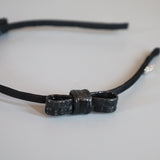 Narrow Croco Black Twin Ribbon Headband