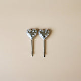 Metal Silver Heart Studs Hair Pin