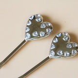 Metal Silver Heart Studs Hair Pin