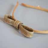 Narrow Croco Beige Ribbon Headband