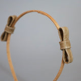 Narrow Croco Beige Twin Ribbon Headband
