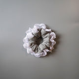 Grey White Frills Scrunchie