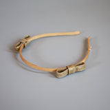 Narrow Croco Beige Twin Ribbon Headband