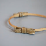 Narrow Croco Beige Twin Ribbon Headband