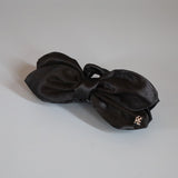 Glossy Black Satin Ribbon Clip