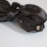 Glossy Black Satin Ribbon Clip