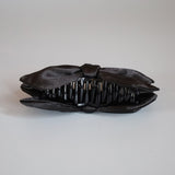 Glossy Black Satin Ribbon Clip