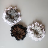 Grey White Frills Scrunchie