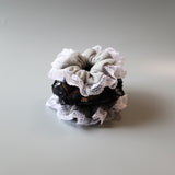 Grey White Frills Scrunchie