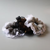 Grey White Frills Scrunchie