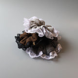 Grey White Frills Scrunchie