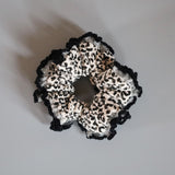 Leopard Corduroy Black Scrunchie