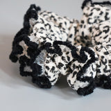 Leopard Corduroy Black Scrunchie