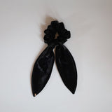 Long Ribbon Black Velour Scrunchie