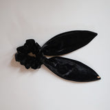 Long Ribbon Black Velour Scrunchie