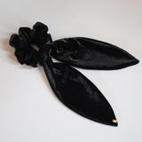 Long Ribbon Black Velour Scrunchie