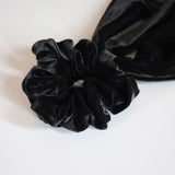Long Ribbon Black Velour Scrunchie