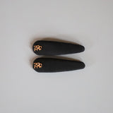 Gold Logo Black Silk Hair Pin