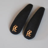 Gold Logo Black Silk Hair Pin