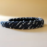 Slender Headband Navy Black Tweed No Studs