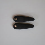 Silver Logo Black Silk Hair Pin