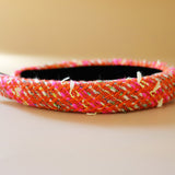 Slender Headband Pink Tweed No Studs