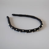 Narrow Studs Headband Black lill Silver