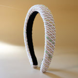 Slender Headband White Tweed No Studs