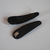 Silver Logo Black Silk Hair Pin