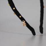 Narrow Studs Headband Black lill Gold