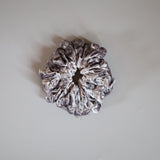 Shirring Silver Grey Velour Scrunchie