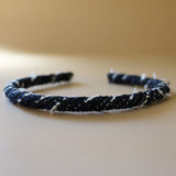 Tight Headband Navy Black Tweed No Studs