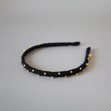Narrow Studs Headband Black lill Gold