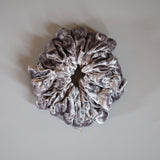 Shirring Silver Grey Velour Scrunchie