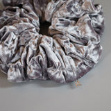 Shirring Silver Grey Velour Scrunchie