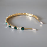 Gold Green Studs Headband