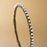 Narrow Headband Green Studs