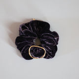 Mulberry Purple Velour Buckle Scrunchie